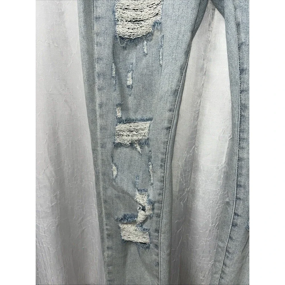 Judy Blue Mid Rise Light Wash Distressed Skinny Fit Destroyed Jeans Size 15 / 32 - Picture 4 of 9